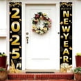 thumbnail image 1 of Banner negro de Feliz Año Nuevo para porche, dejando un recuerdo inolvidable para sus amigos Reutilizable, fácil de almacenar y transportar, 1 of 5