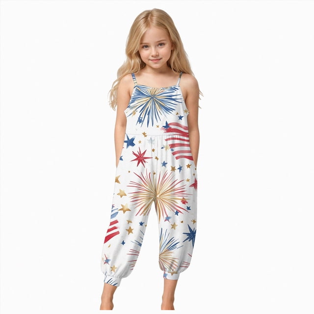 Gubotare Romper Girls Girls Jumpsuits Kids Fashion Ruffle Sleeves Crew Neck Rompers Drawstring Overalls with Pockets Size 7-8 (Blue,7-8 Years)