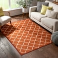 thumbnail image 5 of Well Woven Non-Skid Slip Rubber Back Antibacterial 3x5 (3'3" x 4'7") Door Mat Rug Dallas Moroccan Trellis Rust Red Modern Geometric Lattice Thin Low Pile Machine Washable Indoor Outdoor Kitchen Entry, 5 of 7
