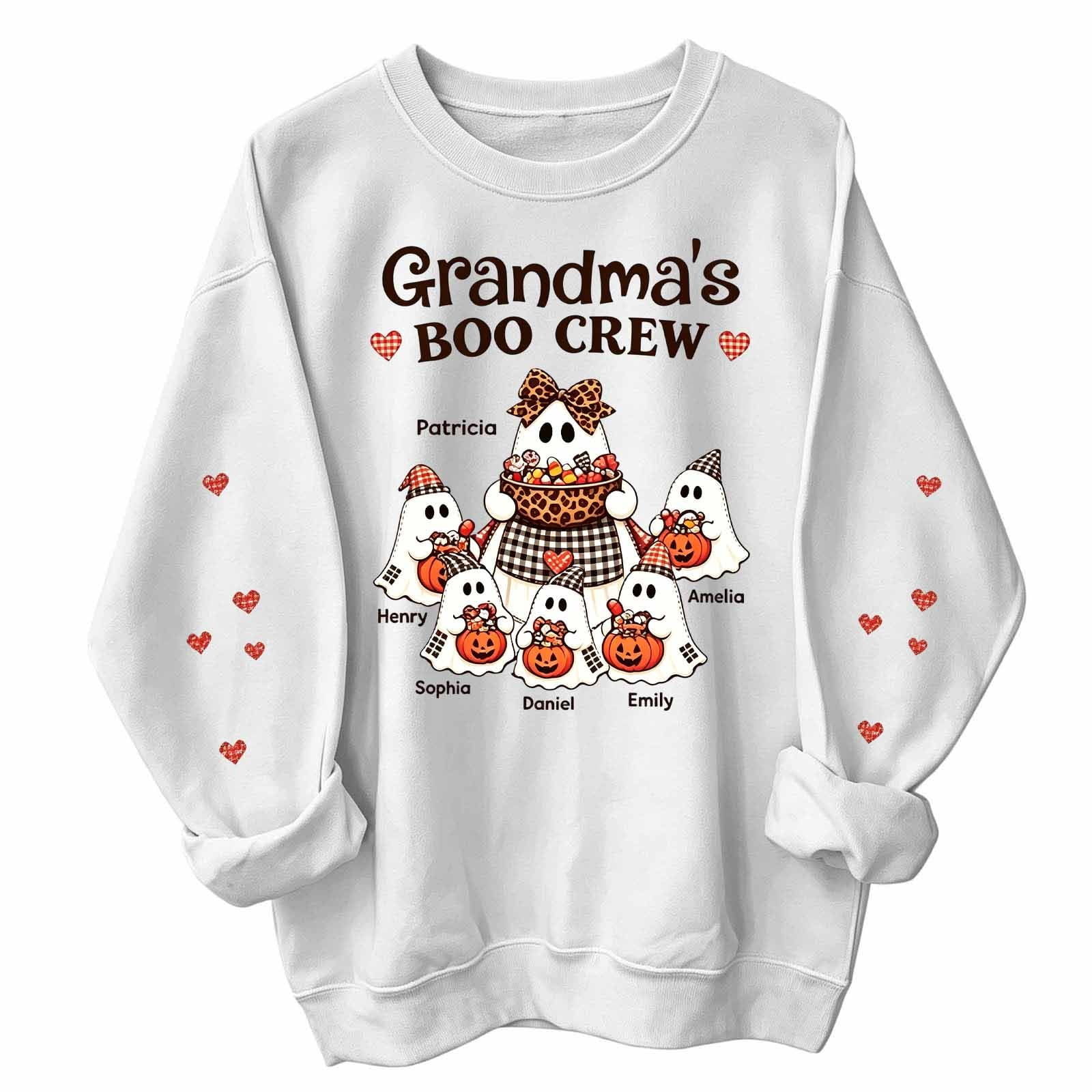 WEIWEN Grandma’s Boo Crew Halloween Sweatshirt for Women Cute Ghost Pumpkin Ptinted Going Out Tops for Women Grandma Sweaters Dressy Casual Womens Fall Outfits Women s Clothing XL