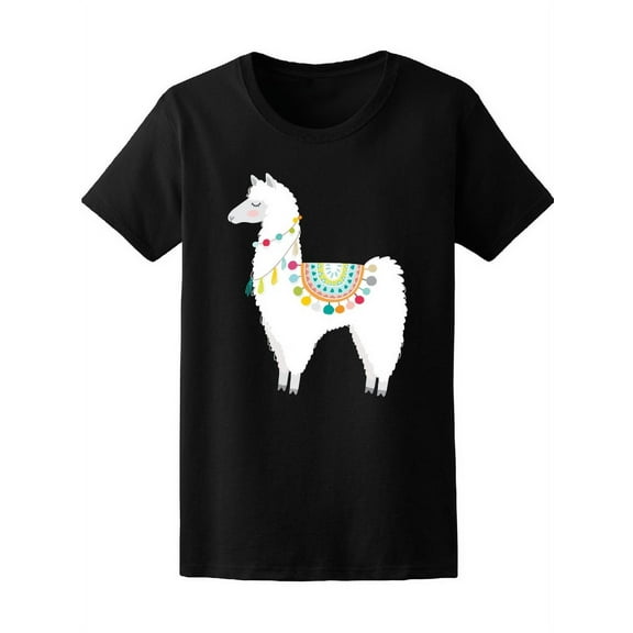 Smartprints Womens Graphic Tee - Cute Hand Drawn Llama - Regular Fit 100% Cotton