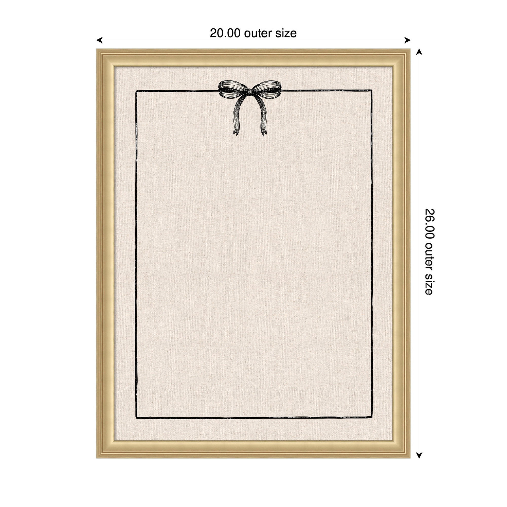 Kate and Laurel Framed Fabric Pinboard 20 x 26,  Printed Linen Classic Bulletin Board for Use as a Vision Board or Wall Organization, Florence Gold Frame