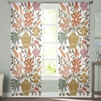 Sheer Curtains 108 inches Long, Abstract Watercolor Vase Flowers Light Filtering Sheer Window Curtains Rod Pocket Voile Drapes for Bedroom Living Room, 52"W x 108"L 2 Panels