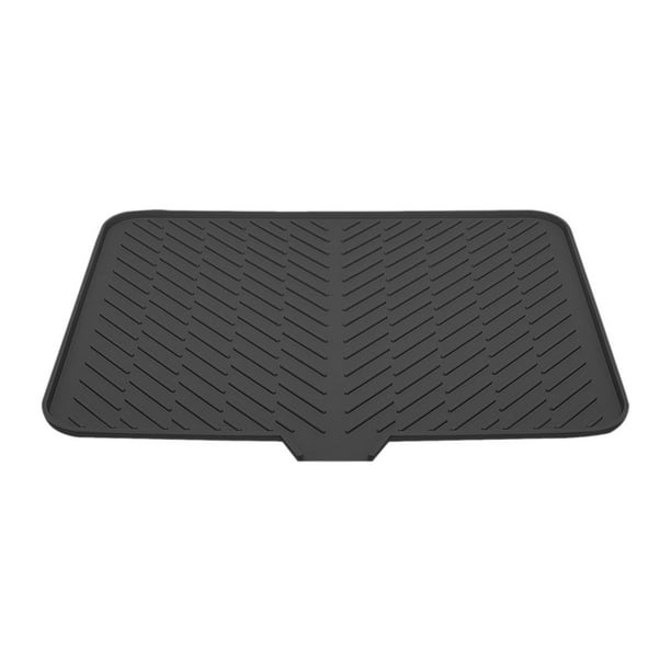 Alfombrilla de secado de platos, almohadilla de secado higiénica de silicona para cocina, almohadilla de drenaje seco que evita Negro