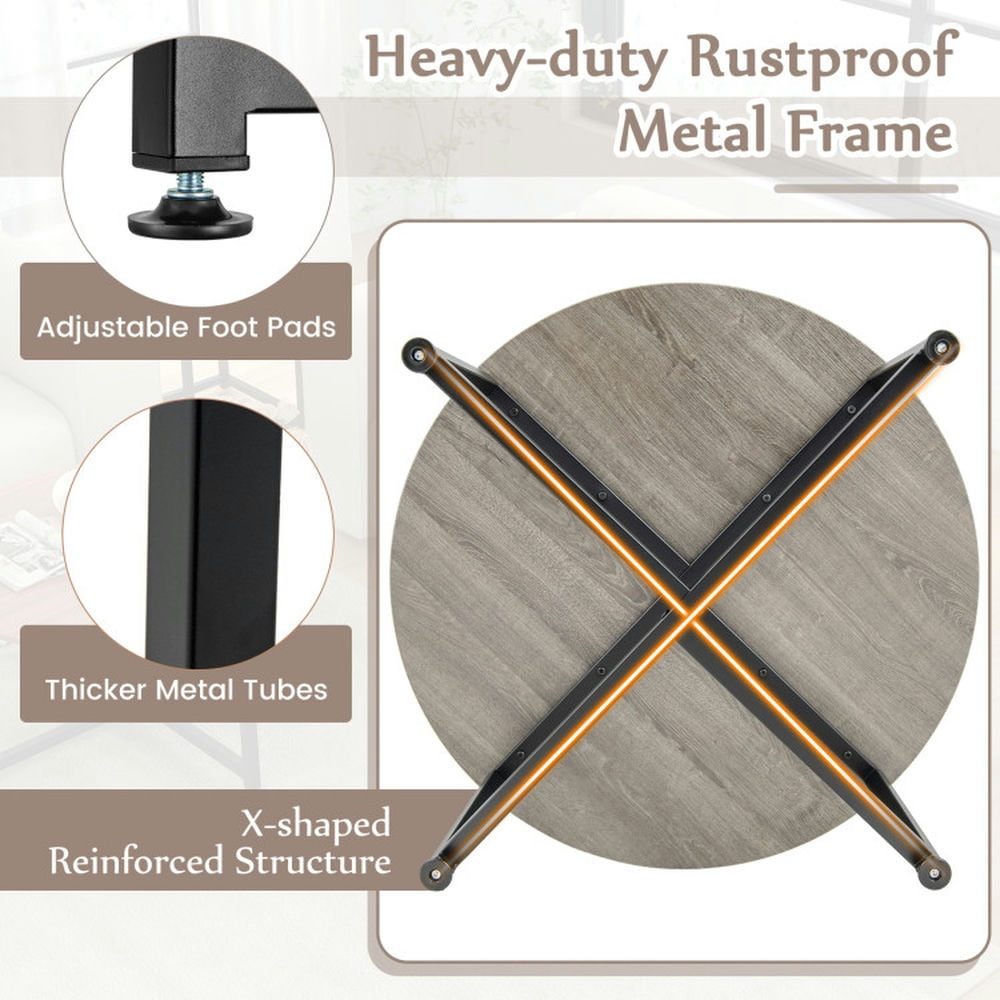 Finihen Coffee Table, 3-Piece Coffee Table Set Round Coffee Table and 2PCS Square End Tables, for Living Room, Reception Room, Gray Finihen Coffee Table, 3-Piece Coffee Table Set Round Coffee Table and 2PCS Square End Tables, for Living Room, Reception Room, Gray