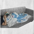 thumbnail image 6 of Kiss Soft Flannel Fleece Blanket, Abstract Blue Cartoon Fishes Kissing with Bubble Like Heart Shapes Romantic, Cozy Plush for Indoor and Outdoor Use, 60" x 80", Pale Blue Pink White, by Ambesonne, 6 of 6