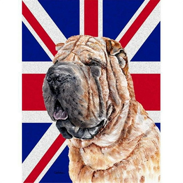 Carolines Treasures SC9892GF Shar Pei With English Union Jack British Flag Flag Garden Size