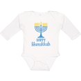 thumbnail image 3 of Inktastic Happy Hanukkah with Blue Menorah Boys or Girls Long Sleeve Baby Bodysuit, 3 of 5