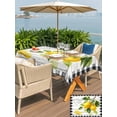 thumbnail image 5 of Outdoor Tablecloth with Umbrella Hole for Patio/Picnic/Party/Camping, Yellow Lemon Waterproof Table Cloth Rectangle Table Cover Washable, Summer Botanical Black White Checkered Wooden (52"x 70"), 5 of 8