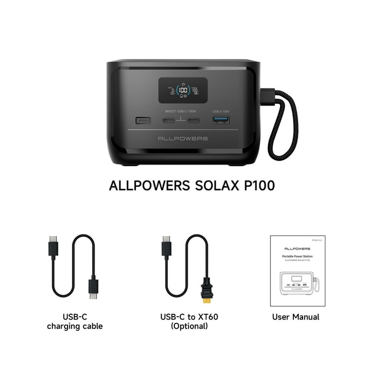 発電機・ポータブル電源 ALLPOWERS solax p100 ALLPOWERS SOLAX P100 Portable Power Station 99.2Wh Airline