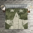 thumbnail image 2 of Ambesonne Camouflage Quilted Coverlet 3 Pcs, Grunge Star on Green, Queen Size, Dark Green Dust, 2 of 2
