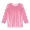 thumbnail image 5 of Womens Velvet Tops Elegant Casual Outfits 3/4 Length Sleeve Crew Neck Dressy Blouses Loose Party T-shirts (S, Pink), 5 of 7
