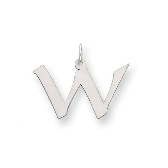925 Sterling Silver Solid Polished Medium Artisian Block Letter Name Personalized Monogram Initial W Charm 21x13mm Wide