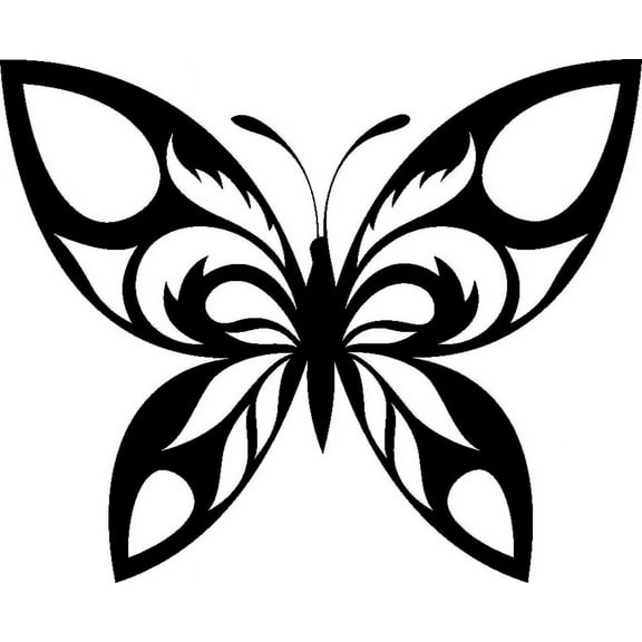 Tribal Butterfly Decal Sticker | 6.5-Inches By 5.3-Inches | Black Vinyl