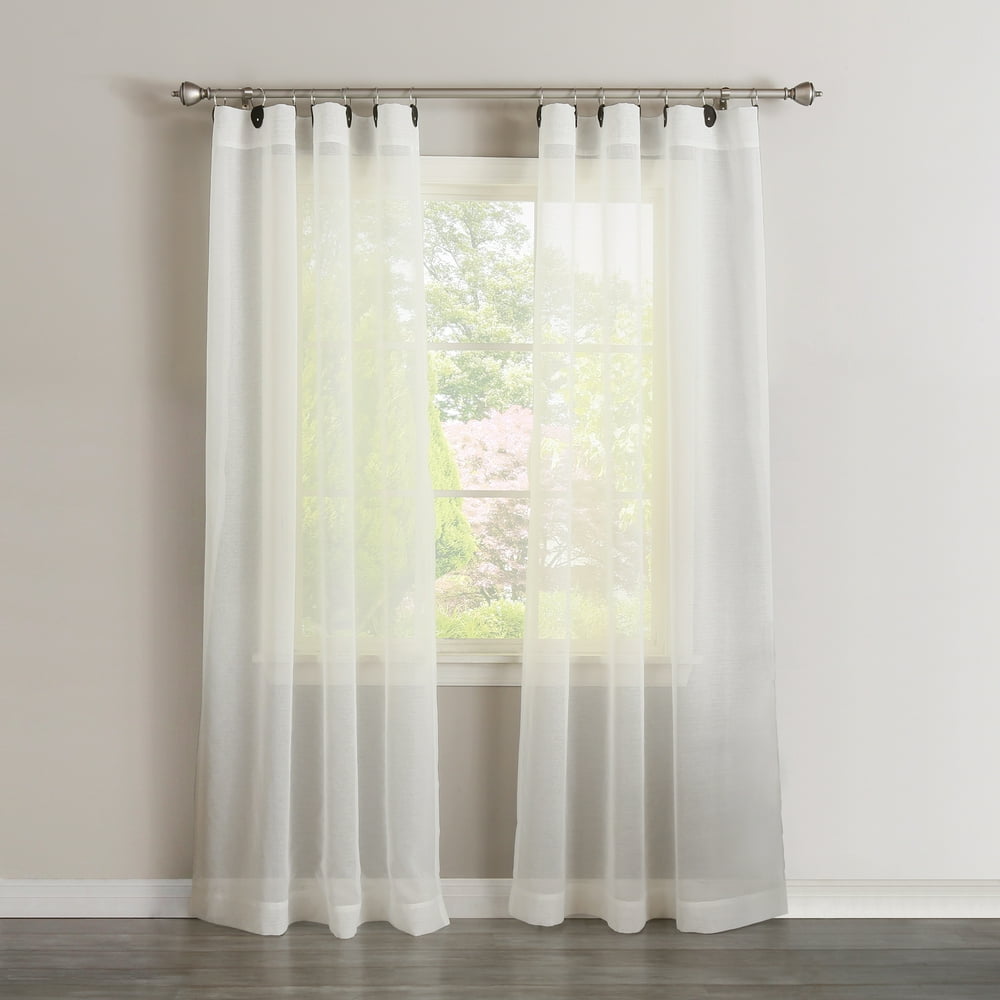 Quality Home Metal Ring Top Linen Look Curtains 52" x 84" (Set of 2