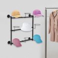 thumbnail image 5 of 3-Tier Wall-Mounted Hat Rack, 23.6" Black Powder-Coated Steel, 9 Adjustable Hooks, Heavy-Duty 22lb Capacity, Space-Saving Organizer for Entryways, Cloakrooms & Retail Displays, 5 of 19
