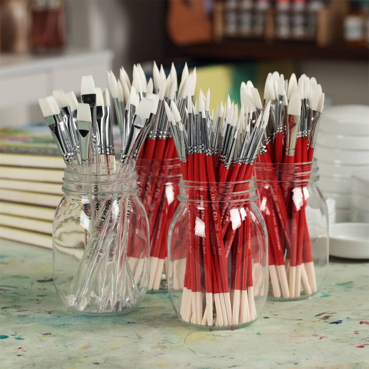 Creative Mark Polar Flo Professional Watercolor Brushes - Assorted Bulk Pack of 108 - Short Handle, Nickel-Plated Seamless Brass Ferrule - Art Paint Brushes for Acrylic, Watercolor, Gouache & More