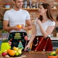 thumbnail image 6 of 3 Pack Christmas Crutch Server Aprons with 3 Pockets - Unisex Short/Half Waiter Waist Short Apron, 6 of 7
