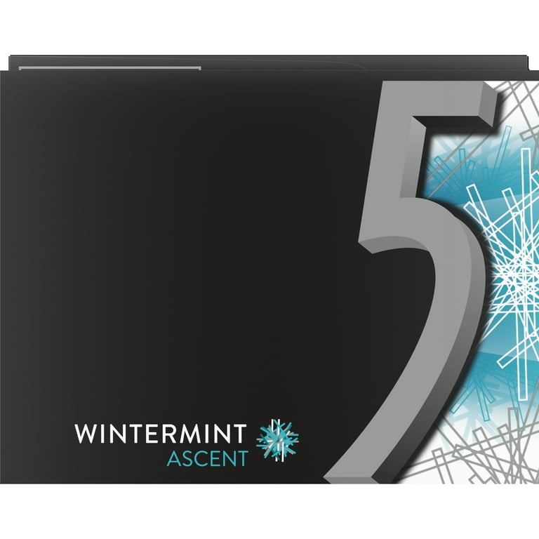 5 Gum Wintermint Ascent Chewing Gum, Sugarfree, Zero Calories