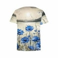 thumbnail image 5 of Fartey Plus Size Tops for Women Loose Casual Summer Crewneck Short Sleeve Tunic Shirt Fashion Floral Print Tees Camp Outdoors Hiking Tshirts Multicolor L, 5 of 5