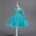 thumbnail image 6 of Zwiiyzr Toddler Kids Girls Birthday Dresses Tutu Tulle Dress Net Yarn Embroidery Flowers Mesh Party Gown Long Dresses Blue, 6 of 9