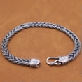 thumbnail image 2 of K-KED Real 925 Sterling Silver Bracelet For Men Women 5mm Weave Curb Link 7.5 to 8.2''-19cm/7.5inch-11-12g, 2 of 6