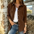 thumbnail image 4 of AherBiu Corduroy Shacket for Women Button down Shirt Lapel Collared Open Front Vintage Long Sleeve Tops with Pocket(Large,Brown), 4 of 7
