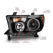 ANZO USA 111174 Projector Headlight Set w/Halo Fits select: 2007-2013 TOYOTA TUNDRA, 2008-2017 TOYOTA SEQUOIA