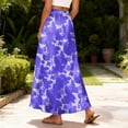 thumbnail image 5 of LWavelet Women Abstract Camo Print Maxi Skirt Elastic Waist With Pockets Casual Long Skirt Purple L, 5 of 5