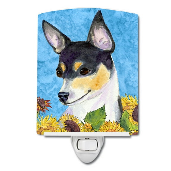 Fox Terrier in Summer Flowers Ceramic Night Light