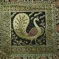 thumbnail image 3 of Stylo Culture Indian Zippered Brocade Black And Gold Throw Pillow Covers 16x16 Jacquard Weave Banarsi Sofa Decorative Pillow Case Covers Dancing Peacock Floral 40x40 cm Cushion Covers (1 Pc), 3 of 3