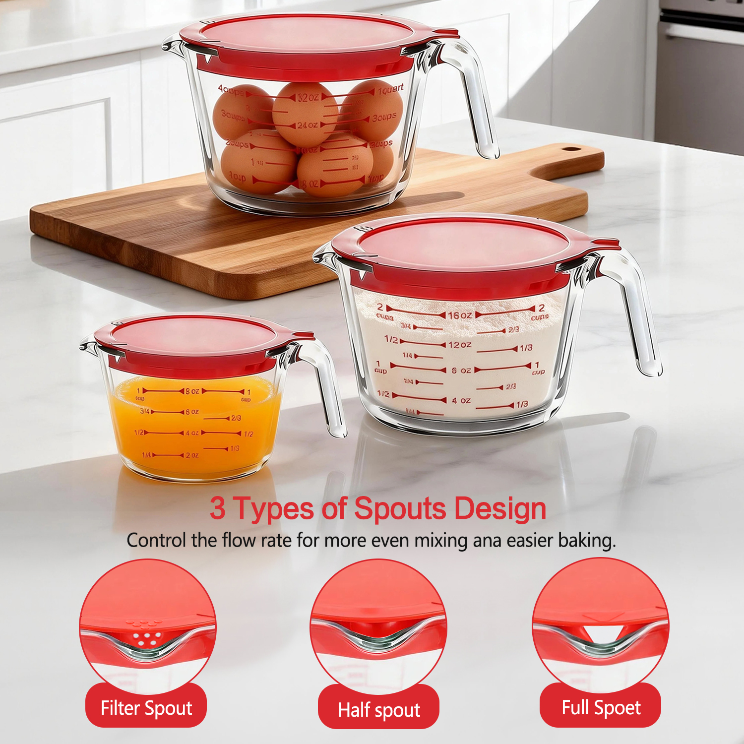 TAIMASI 9-Piece Glass Measuring Cups and Spoons Set photo 5