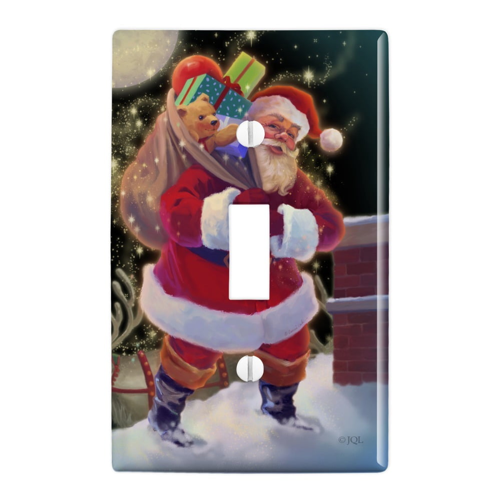 Christmas Holiday Santa Chimney Magic Plastic Wall Decor Toggle Light Switch Plate Cover