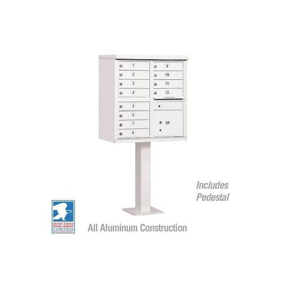 Cluster Box Unit, White, Powder Coated, 13 Doors, Pedestal, 2 Type 3312WHT-U