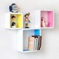 thumbnail image 2 of 3 Retro Square Wooden Rounded Floating Cube Wall Storage Shelves, 2 of 3