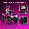 thumbnail image 3 of VIBESPARK 24V Ride on ATV for Kids Ages 3-6, 200W Four Wheeler Quad with 3.2 mph Max Speed, Colorful LED Lights, Music, 2 Storage Spaces, Ride On Toys for Boys Girls, Pink, 3 of 7