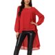 thumbnail image 1 of Blusas asimétricas de chiffon de manga larga con cuello redondo para mujer, estilo casual y elegante, color rojo, 1 of 6
