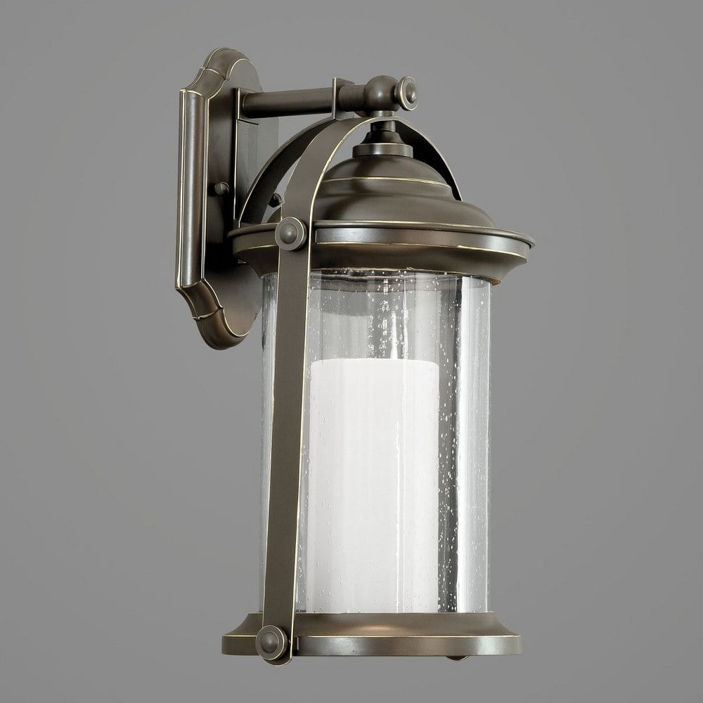 Progress Lighting Whitacre 1-Light Outdoor Wall Lantern in Antique Bronze with Seeded and Etched Opal Glass Shade