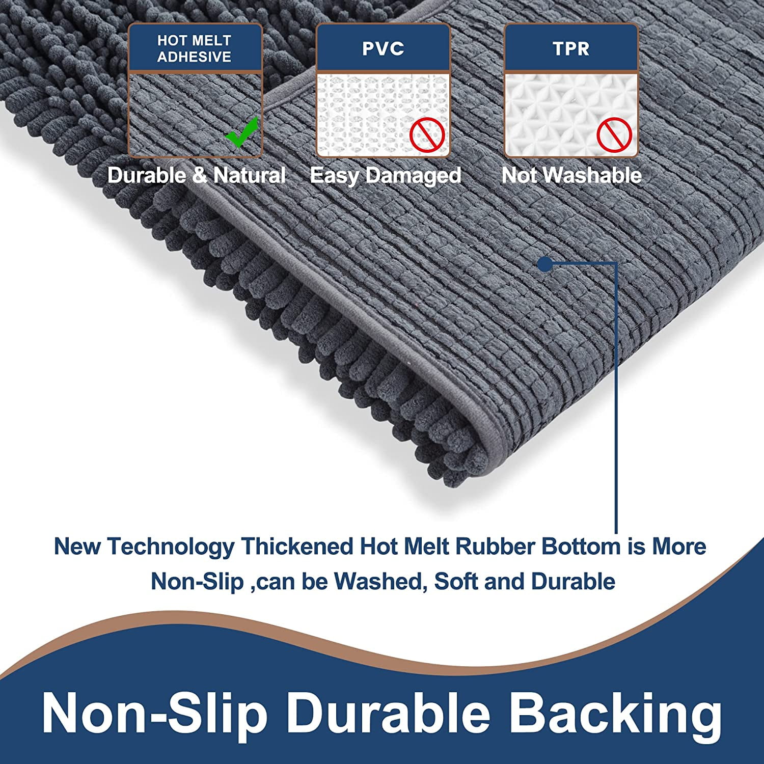 Soft Plush Microfiber Bathroom Rugs, Absorbent Bath Rugs Non Skid Machine Wash Dry Bath Mats for Tub,Shower and Bath Room Floor Mats (20x32inches, Charcoal Grey)
