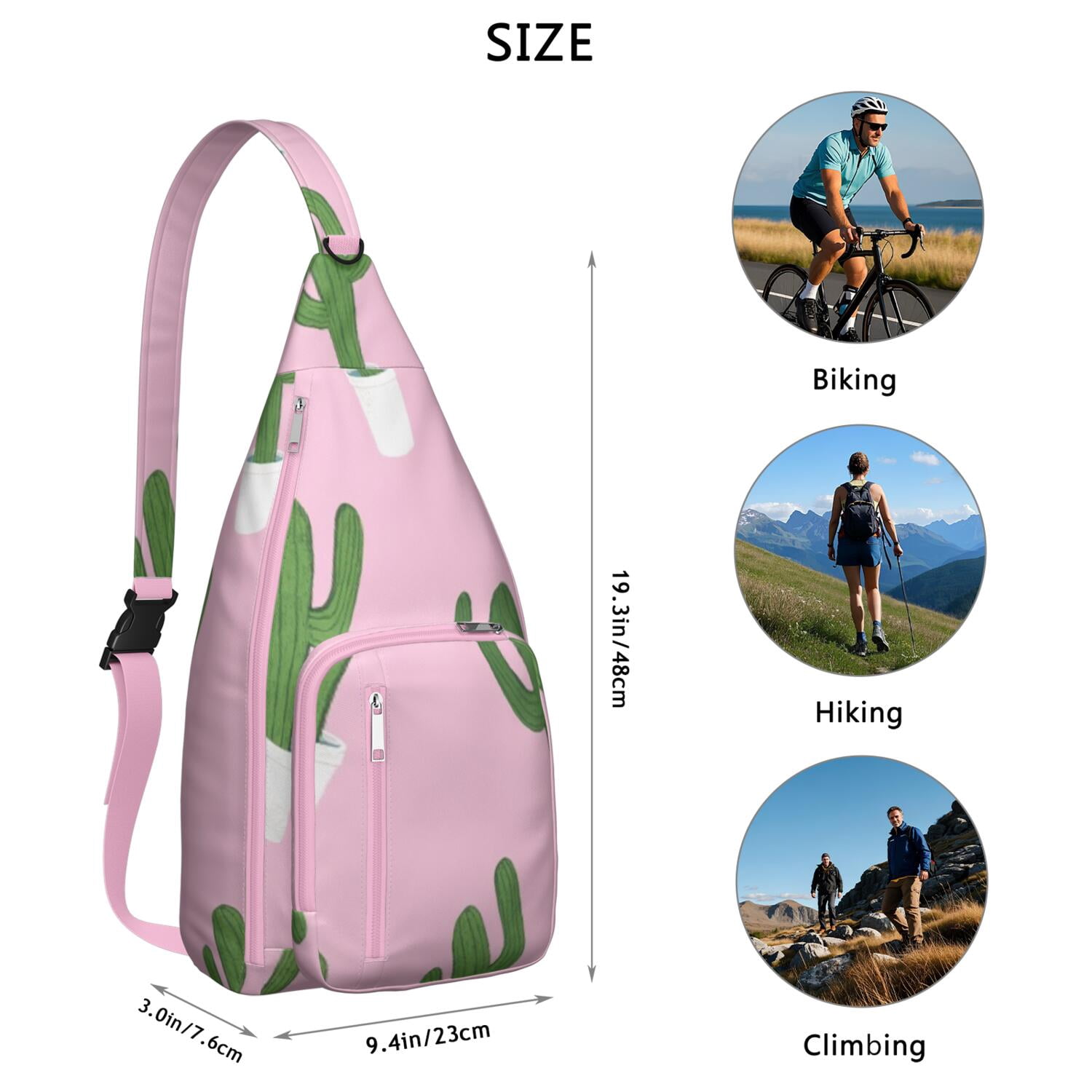 Cactus Sling Bag Crossbody Backpack,Crossbody Sling Bag Travel Hiking Daypack for Travel Outdoor Activities