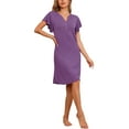 thumbnail image 2 of INSPIRE CHIC Women's Pajamas V-Neck Nightshirt Loungewear Ruffle Short Sleeve Nightgowns S Purple, 2 of 4