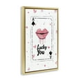 thumbnail image 3 of Stupell Industries Lucky You Playing Card Quotes and Sayings Painting Gold Floater Framed Canvas Art Print Wall Art, 17 x 25, 3 of 9