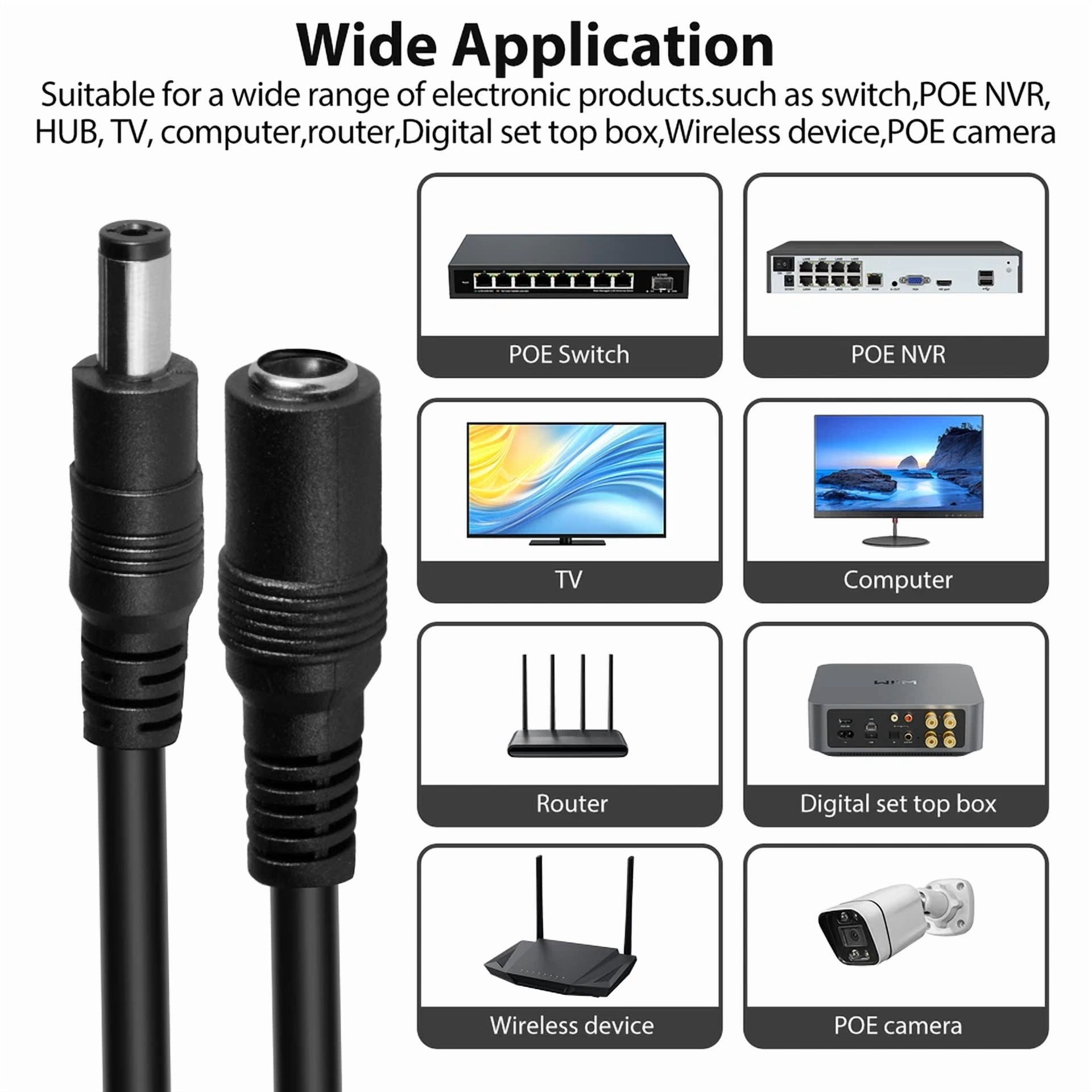 BUTTERFLY- 33Ft Dc Power Extension Cable Extension Cord 2.1Mm*5.5Mm For Cctv Camera Nvr