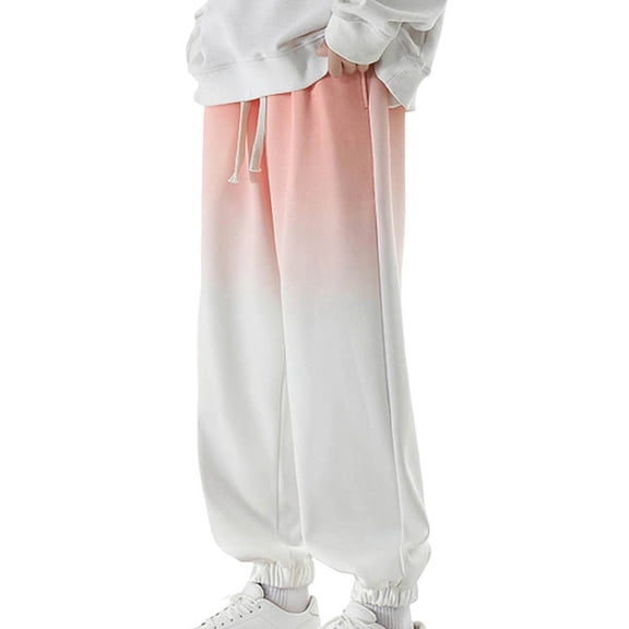 HAiming Gradient Color Block Men's Jogging Pants Casual Elastic Drawstring Waist Sweatpants Fashion Clothes with Pocket