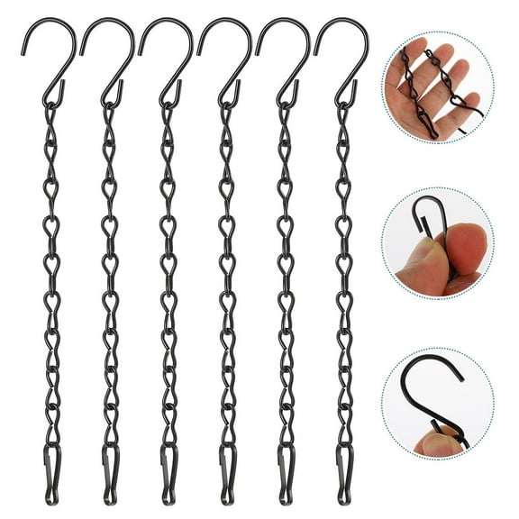 Black Chain 6 Pieces Hook Chains Hanging for Bird Feeder Plant Hanger Coat Hangers Iron