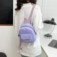 thumbnail image 3 of Women Mini Backpack Corduroy Girls Bookbags Retro Travel Rucksack (Purple), 3 of 8