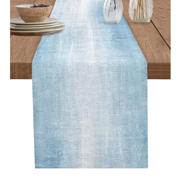 Table Runner 48 Inches Long for Kitchen Dining, Blue Ombre Dresser Scarf Farmhouse, Dining Table Decorations for Wedding/Parties, Modern Abstract Art Aesthetics 13 x 48 In