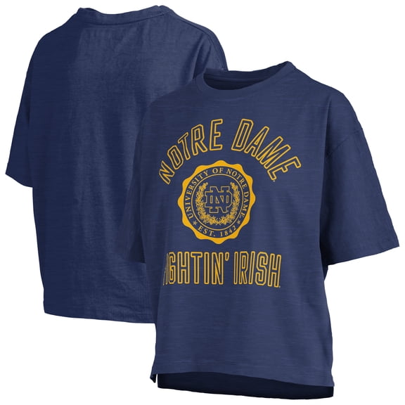 Women's Pressbox Navy Notre Dame Fighting Irish Motley Crew Bishop Waist Length Oversized Slub T-Shirt