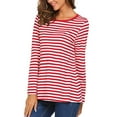 thumbnail image 6 of Bjutir T Shirts For Women Tees Long Sleeve Round Neck Basic T-Shirt Striped Shirts Tunic Top Blouse Red M, 6 of 9
