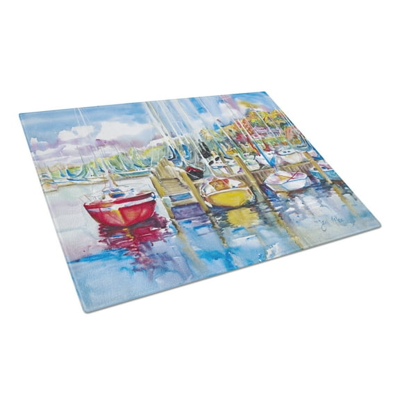 Caroline's Treasures Paradise Yacht Club Sailboats Glass Cutting Board Large